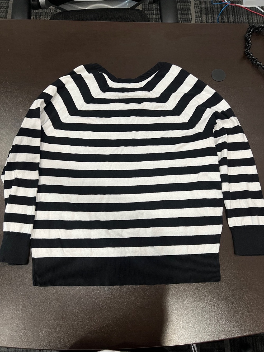 torrid Black & White Striped V-Neck Sweater with Red Heart - Picture 5 of 6